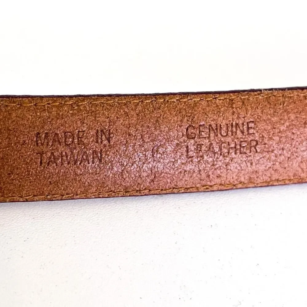 Vintage 90s‎ Talbots Artsy Western Womens Belt Size M Cognac Leather Skinny Work